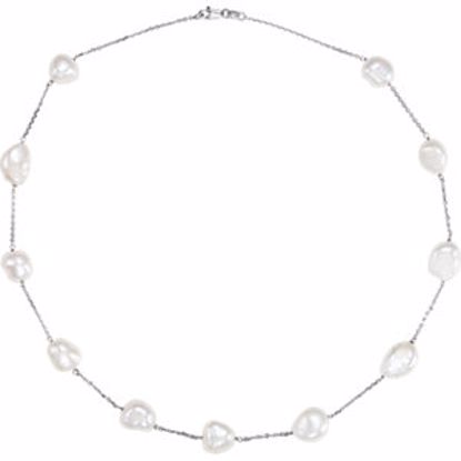 65768:60003:P 14kt White Freshwater Cultured Pearl 18" Necklace