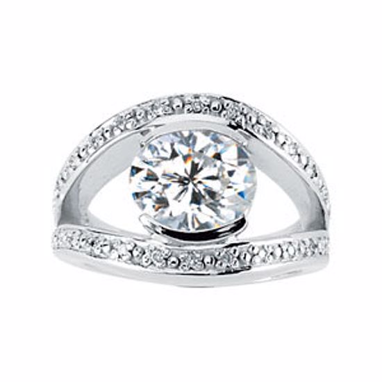 65755:60001:P Charles & Colvard Moissanite® & Diamond Split-Shank Ring
