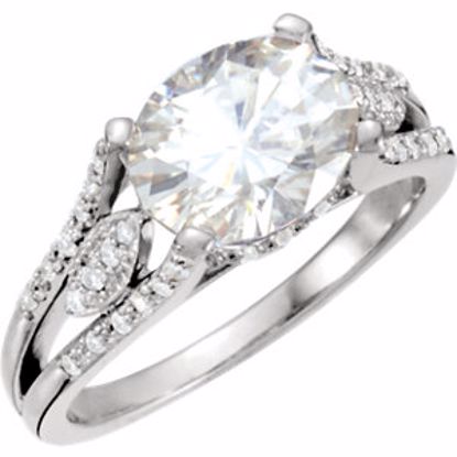 65734:60001:P Charles & Colvard Moissanite® & Diamond Accented Split-Shank Ring
