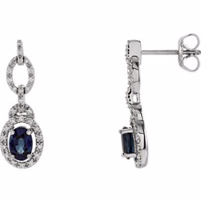 65762:60003:P 14kt White 1/4 CTW Diamond & Blue Sapphire Earrings