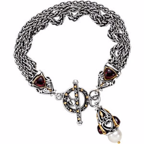 65817:60001:P Freshwater Cultured Pearl & Garnet Bracelet