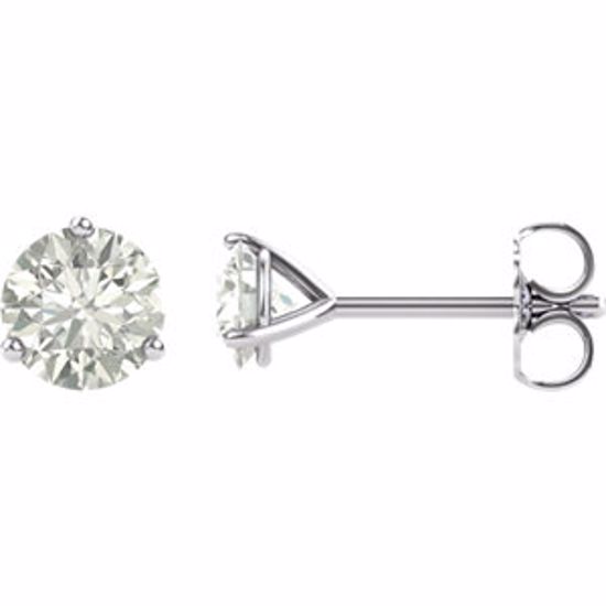 65782:60006:P 14kt White 5mm Round Charles & Colvard Moissanite® Earrings 