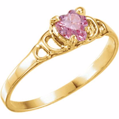 19376:60001:P 14kt Yellow Pink Heart Cubic Zirconia Youth Ring Size 3