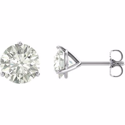 65782:60026:P 14kt White 7.5mm Round Charles & Colvard Moissanite® Earrings 