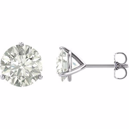 65782:60020:P 14kt White 8mm Round Charles & Colvard Moissanite® Earrings 