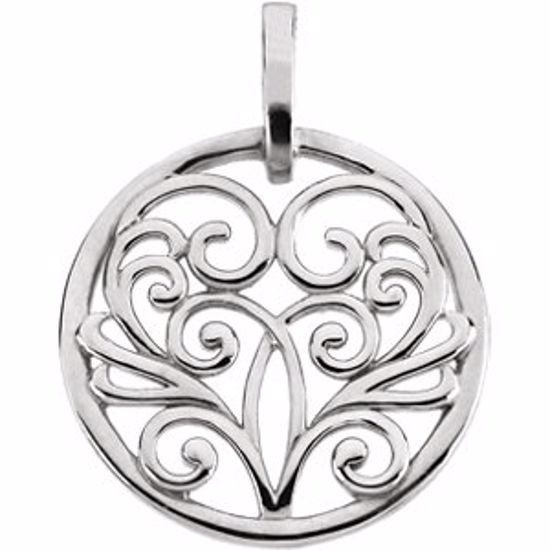 83651:100001:P 14kt White Circular Filigree Pendant