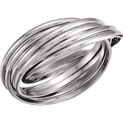 5726:105549:P 14kt White 6-Band Rolling Ring Size 9