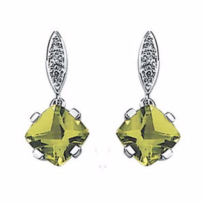 65938:60001:P 14kt White Peridot & .04 CTW Diamond Earrings