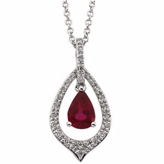 65950:60001:P 14kt White Ruby & 1/6 CTW Diamond Necklace