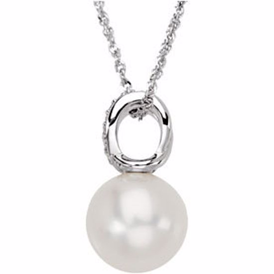 65889:60002:P 14kt White 1/10 CTW Diamond & 12mm South Sea Cultured Pearl Pendant