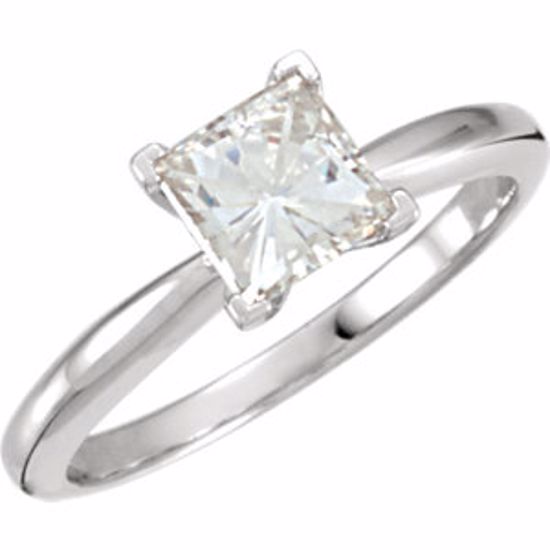 63225:289635:P 14kt White 6mm Princess Created Moissanite 4-Prong V-End Engagement Ring