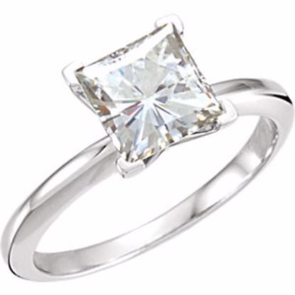 63225:289641:P 14kt White 7mm Princess Created Moissanite 4-Prong V-End Engagement Ring