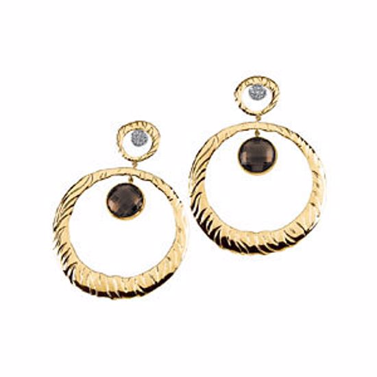 66109:60001:P Genuine Smoky Quartz Circle Earrings