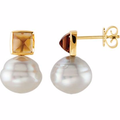 65821:60003:P 14kt Yellow South Sea Cultured Pearl & Citrine Earrings