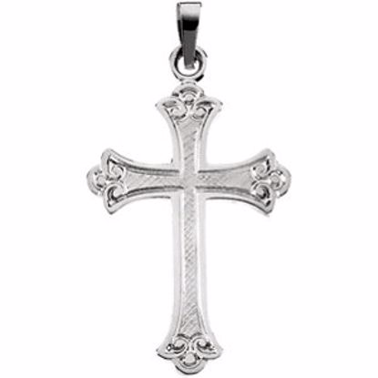 R16111:1003:P 14kt White 26x18mm Fancy Cross Pendant