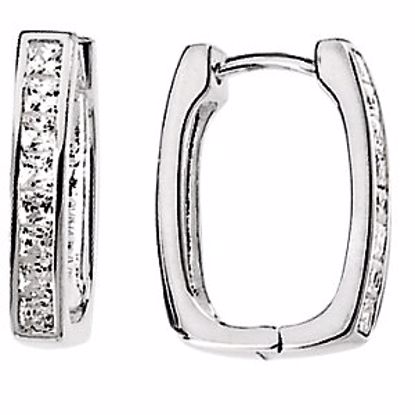 66123:60001:P Sterling Silver Cubic Zirconia Hoop Earrings