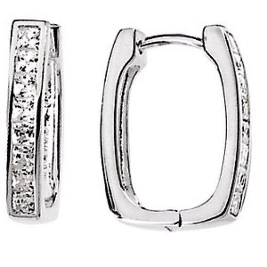 66123:60001:P Sterling Silver Cubic Zirconia Hoop Earrings