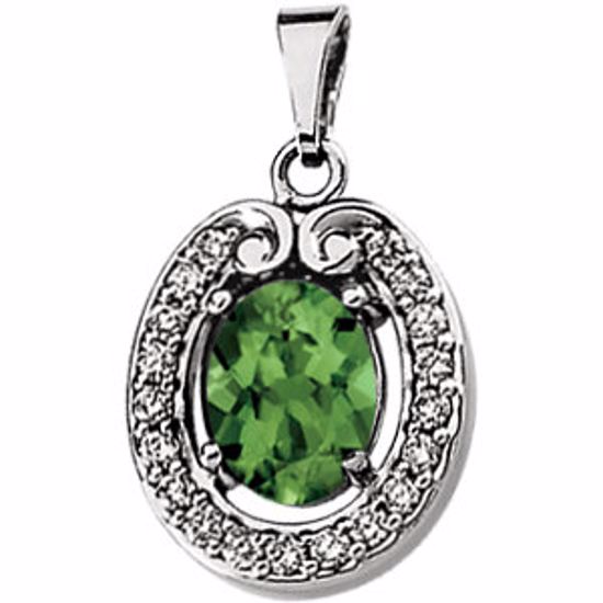 66165:60001:P Genuine Green Tourmaline & Diamond Pendant