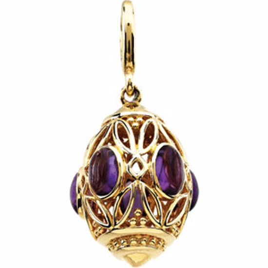 66135:60002:P Genuine Amethyst Cabochon Charm