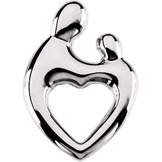 83165KIT:100094:P 14kt White 19.25x13.5mm Mother and Child® Heart Pendant with Box