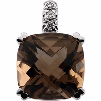 65942:60002:P 14kt White Smoky Quartz & .03 CTW Diamond Pendant