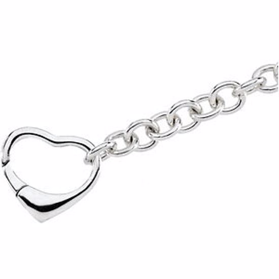 CH851:60001:P Sterling Silver Bracelet with Heart-Shaped Clasp