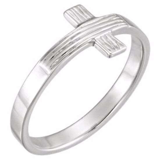 R16614KIT:103767:P 14kt White The Rugged Cross® Chastity Ring with Packaging Size 6