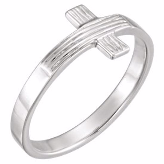 R16614KIT:141174:P Sterling Silver The Rugged Cross® Chastity Ring with Packaging Size 4