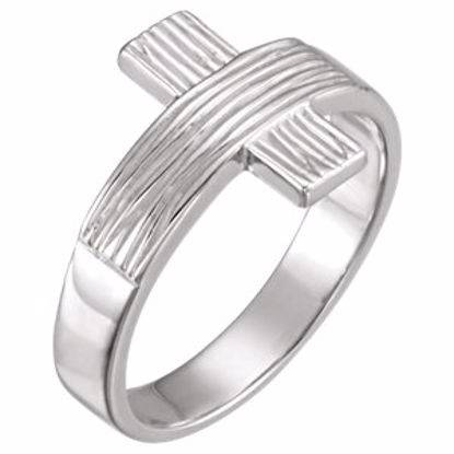 R16614KIT:144171:P Sterling Silver The Rugged Cross® Chastity Ring with Packaging Size 8