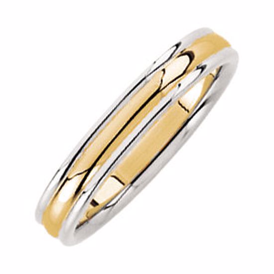 50139:224160:P 14kt Yellow & White 4mm Comfort-Fit Design Band Size 4