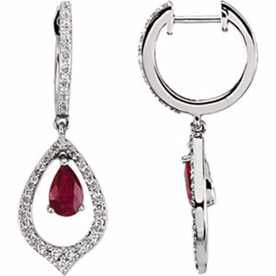 65949:60004:P 14kt White 1/4 CTW Diamond & Ruby Earrings