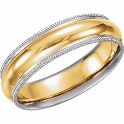 50141:222115:P 14kt Yellow & White 4mm Milgrain Band Size 10