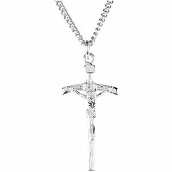 R41428KIT:100005:P Sterling Silver 23x14mm Crucifix 18" Necklace