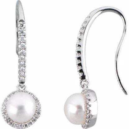 66267:60001:P 14kt White Freshwater Pearl & 3/8 CTW Diamond Earrings