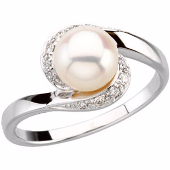 66269:60001:P 14kt White Freshwater Cultured Pearl & 1/10 CTW Diamond Ring