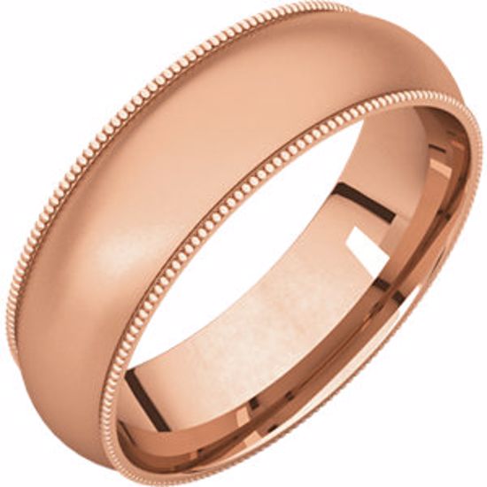 MGR9:143711:P 14kt Rose 6mm Milgrain Comfort Fit Band
