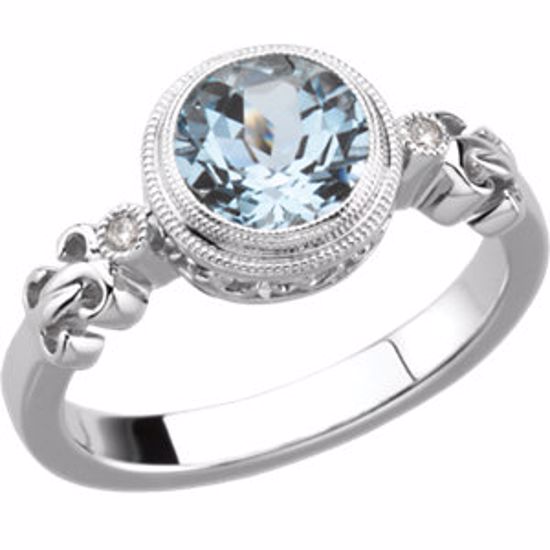 66280:60001:P 14kt White Aquamarine & .02 CTW Diamond Ring