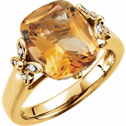 66283:60001:P 14kt Yellow Citrine & .08 CTW Diamond Ring