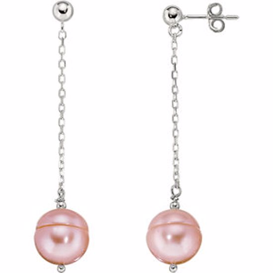 66289:60003:P 14kt White Freshwater Cultured Pink Pearl Earrings