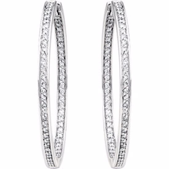 22073:253604:P 14kt White 24mm 3/8 CTW Diamond Inside/Outside Hoop Earrings