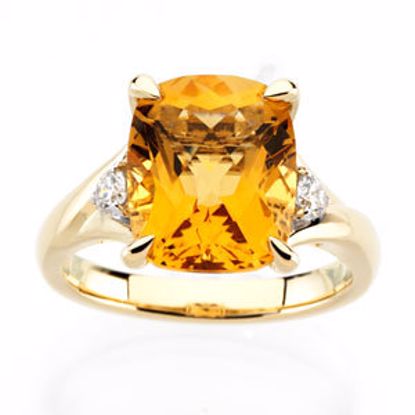 66312:60001:P 14kt Yellow Citrine & 1/6 CTW Diamond Ring