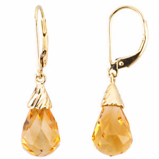 66318:60001:P 14kkt Yellow Citrine Briolette Earrings