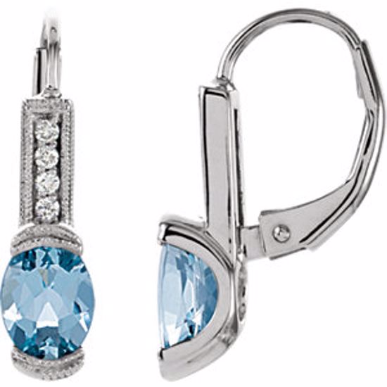 66328:60001:P 14kt White Aquamarine & .08 CTW Diamond Earrings