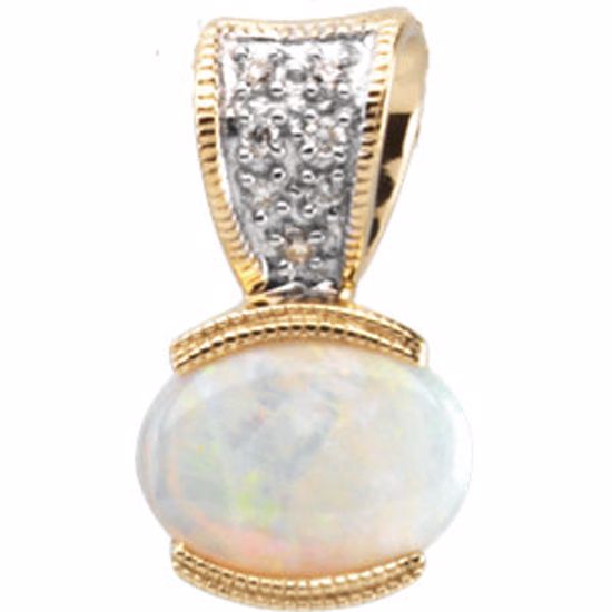 66323:60001:P 14kt Yellow Opal & .04 CTW Diamond Pendant