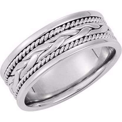 50047:217011:P 14kt White 8mm Comfort-Fit Hand-Woven Band Size 10