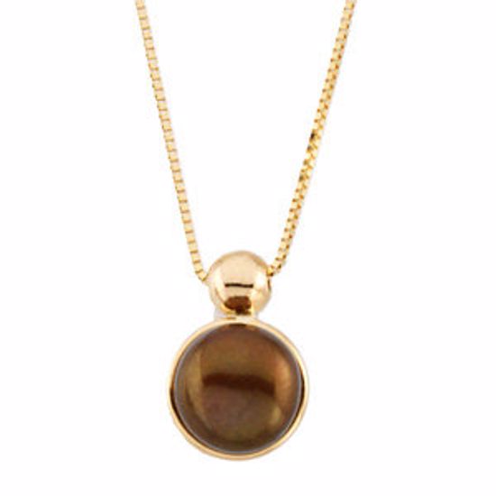 66342:60001:P 14kt Yellow 7-7.5mm Freshwater Cultured Dyed Chocolate Pearl Necklace