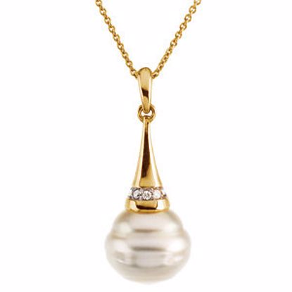 66256:60002:P 14kt Yellow .04 CTW Diamond & 10mm South Sea Cultured Pearl Necklace