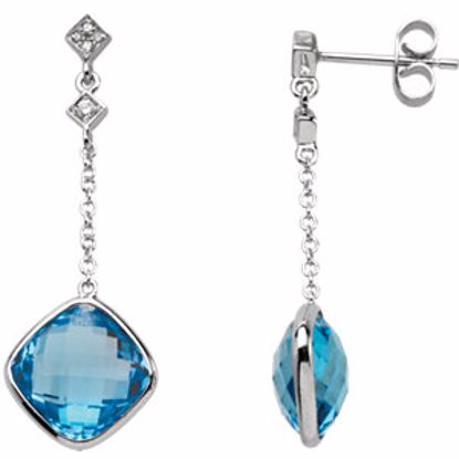 66355:60001:P 14kt White Swiss Blue Topaz & .05 CTW Diamond Earrings