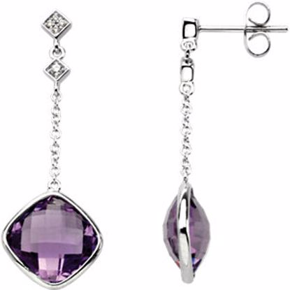 66357:60001:P 14kt White Amethyst & .05 CTW Diamond Earrings