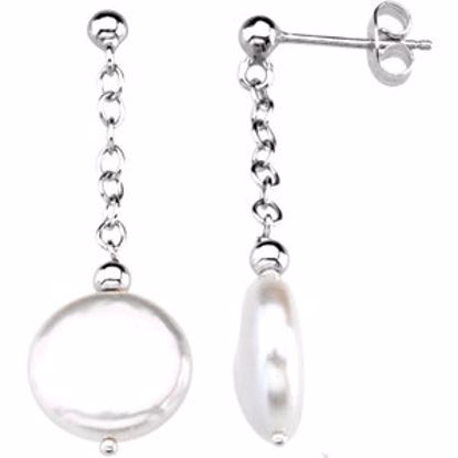 66364:60001:P Sterling Silver 12-13mm Freshwater Cultured Coin Pearl Earrings